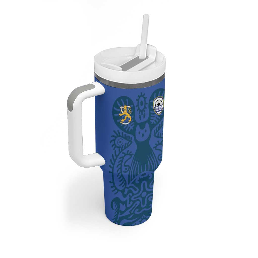 Custom Finland Football Champion Tumbler With Handle Sami Pattern - Wonder Print Shop