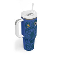 Custom Finland Football Champion Tumbler With Handle Sami Pattern - Wonder Print Shop