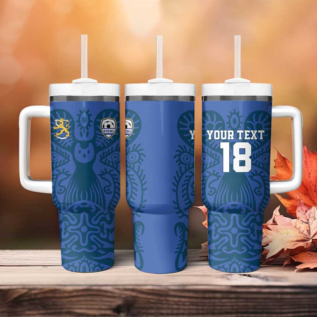 Custom Finland Football Champion Tumbler With Handle Sami Pattern - Wonder Print Shop