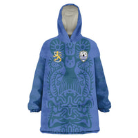 Custom Finland Football Champion Wearable Blanket Hoodie Sami Pattern - Wonder Print Shop