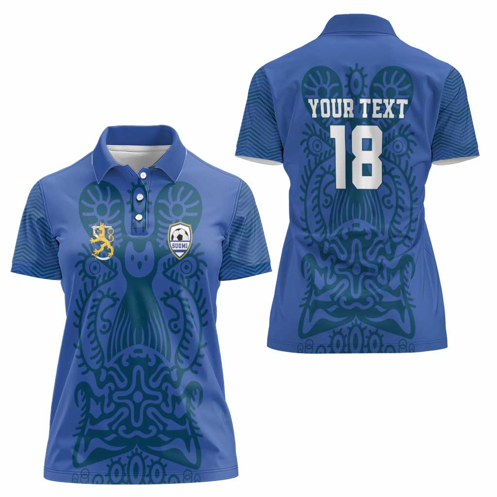 Custom Finland Football Champion Women Polo Shirt Sami Pattern - Wonder Print Shop