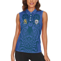 Custom Finland Football Champion Women Sleeveless Polo Shirt Sami Pattern - Wonder Print Shop