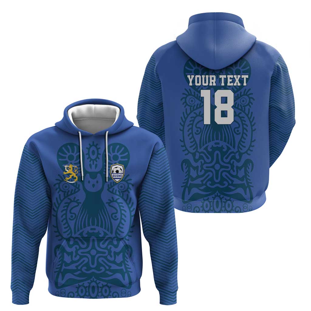 Custom Finland Football Champion Zip Hoodie Sami Pattern - Wonder Print Shop