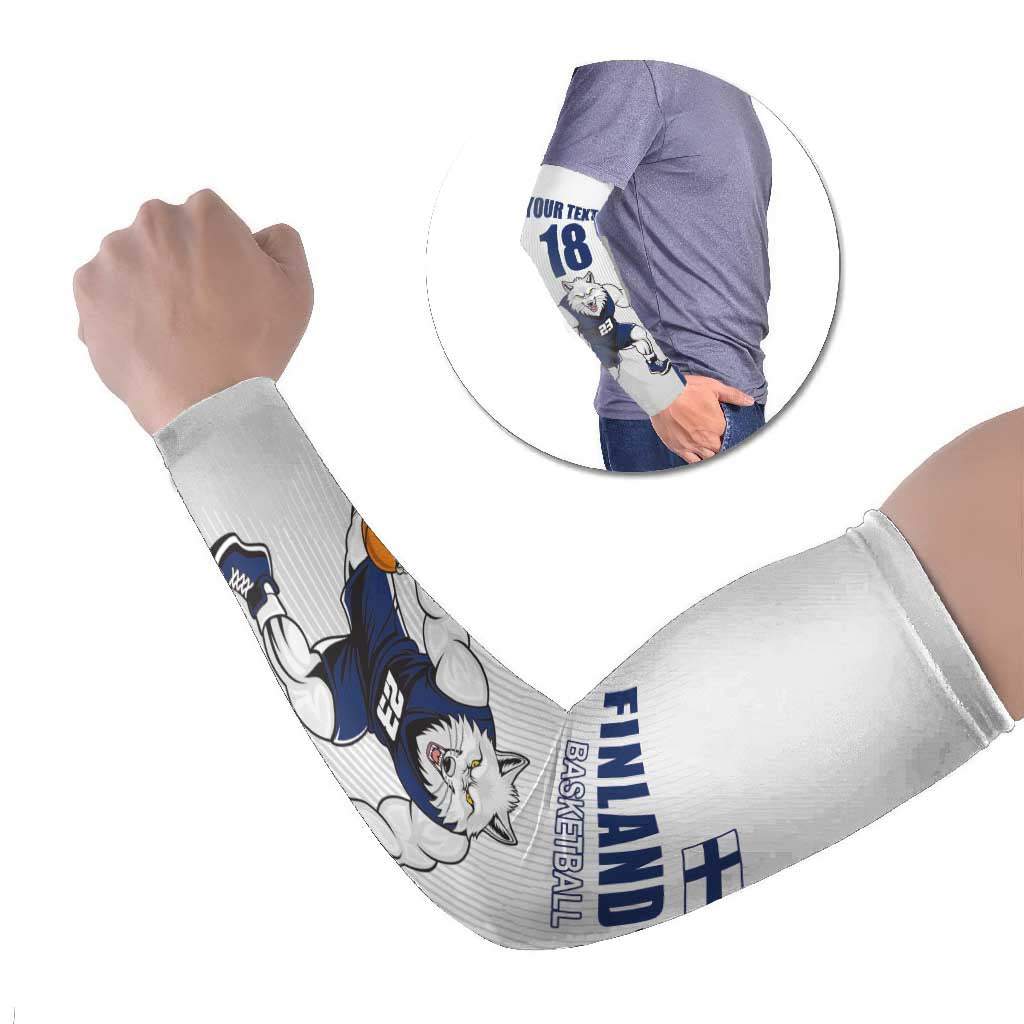 Finland Basketball Custom Arm Sleeves Wolf Mascot Dynamic Style - Wonder Print Shop