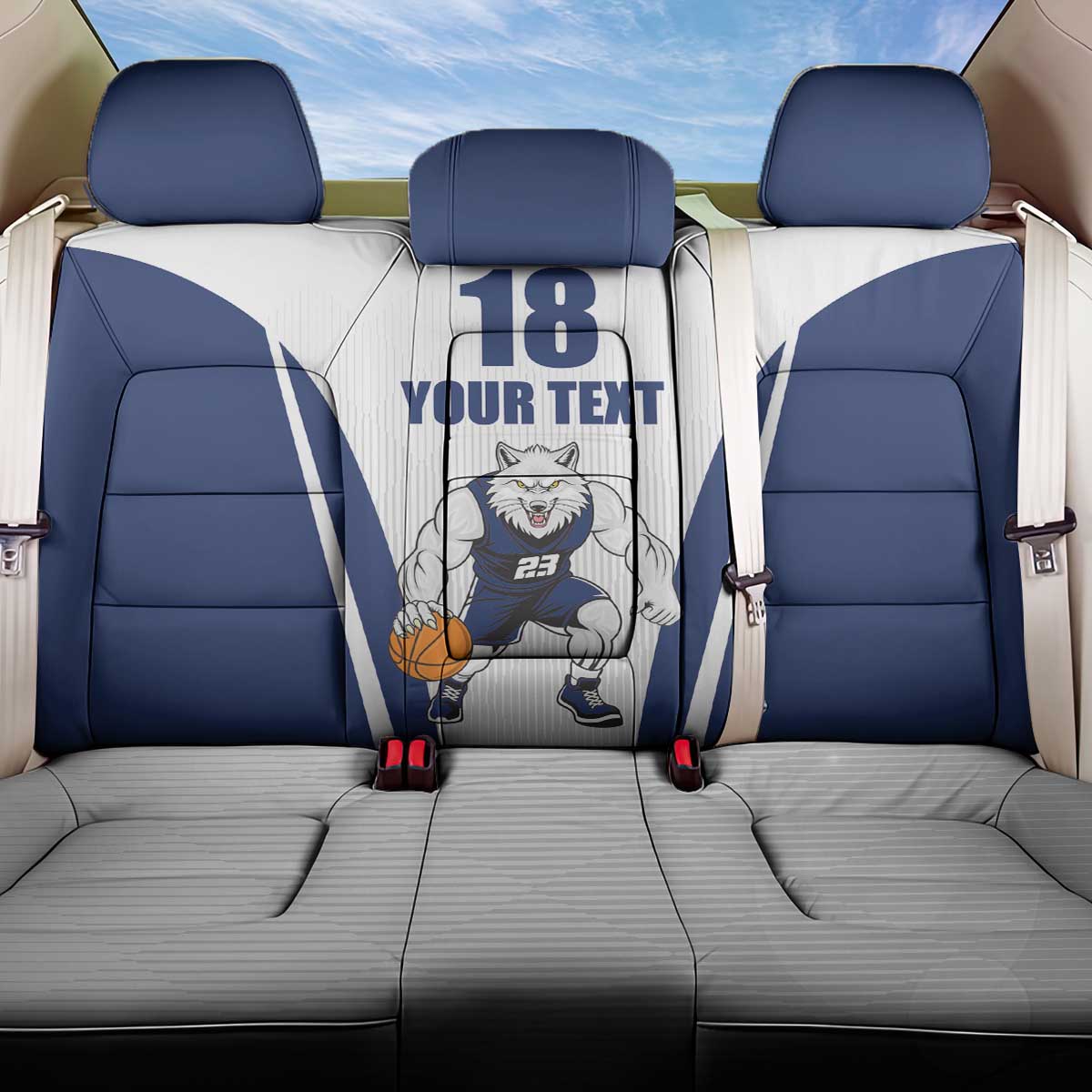 Finland Basketball Custom Back Car Seat Cover Wolf Mascot Dynamic Style - Wonder Print Shop