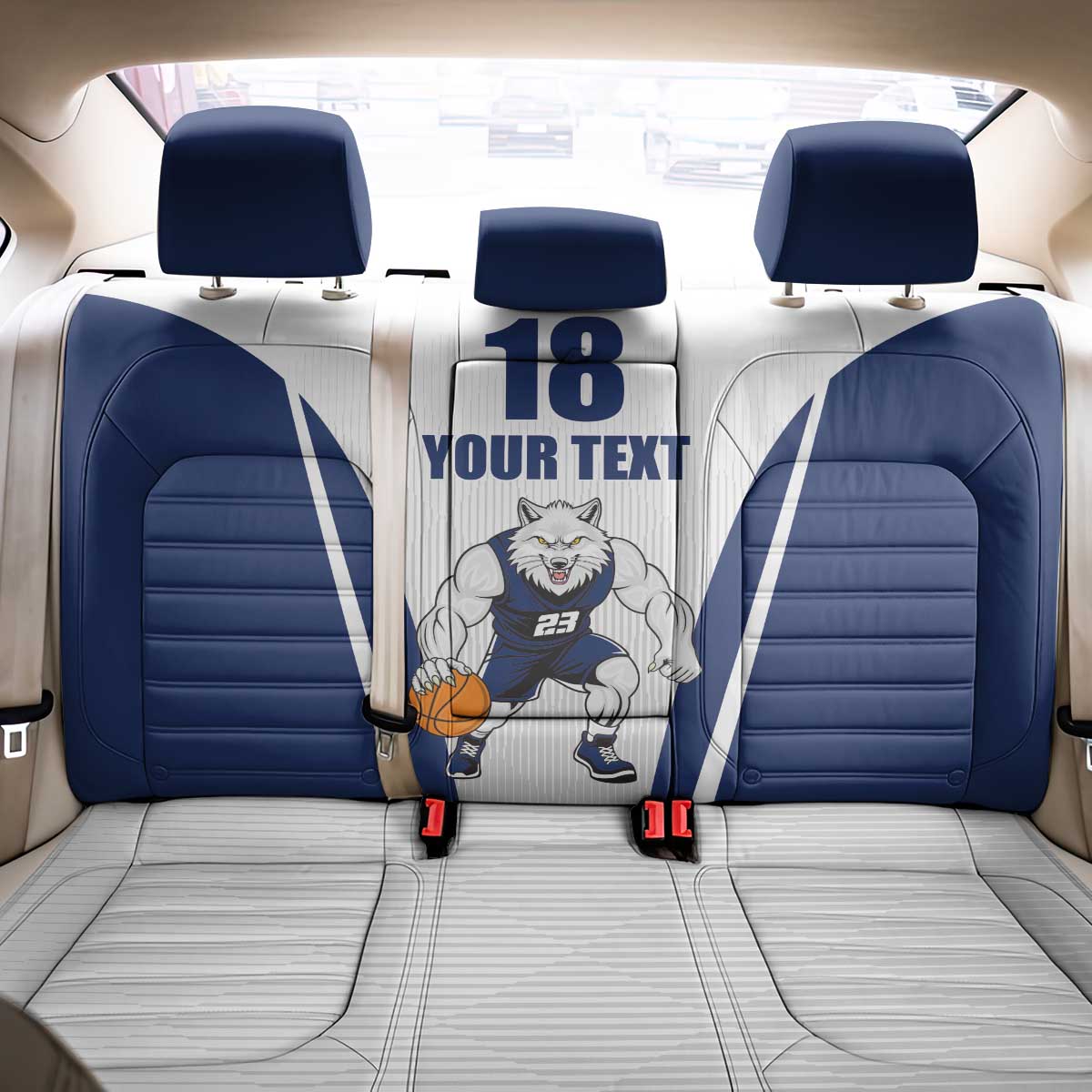 Finland Basketball Custom Back Car Seat Cover Wolf Mascot Dynamic Style - Wonder Print Shop