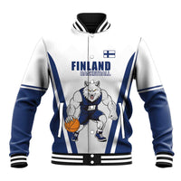 Finland Basketball Custom Baseball Jacket Wolf Mascot Dynamic Style - Wonder Print Shop