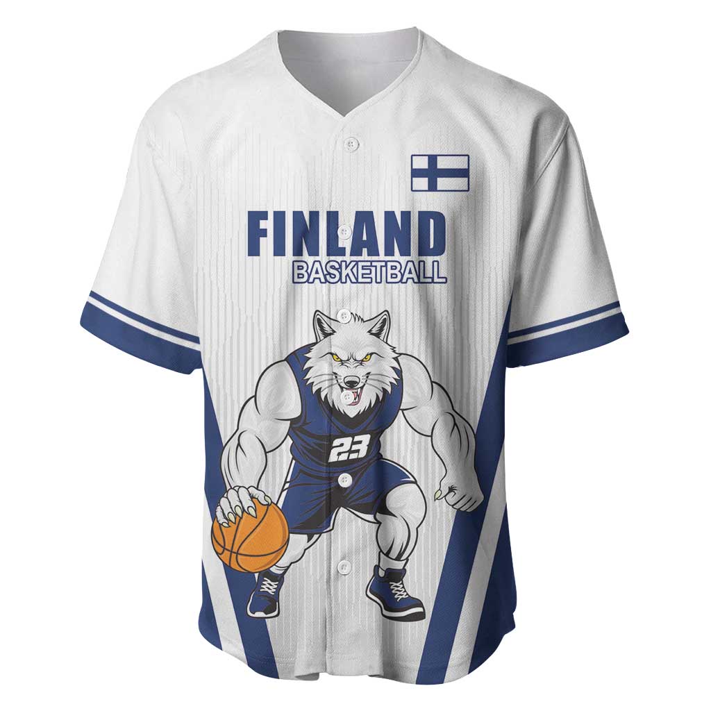 Finland Basketball Custom Baseball Jersey Wolf Mascot Dynamic Style - Wonder Print Shop