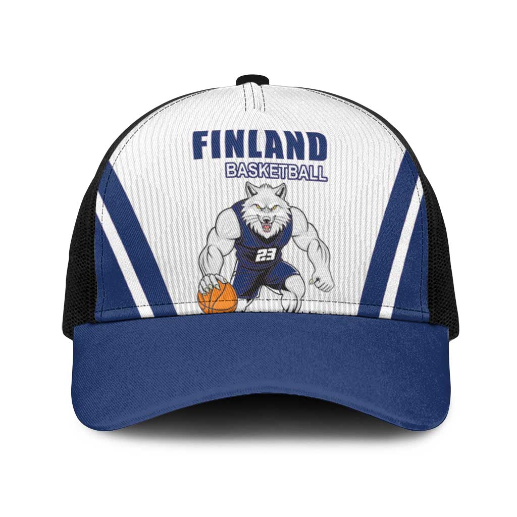 Finland Basketball Baseball Net Cap Wolf Mascot Dynamic Style - Wonder Print Shop
