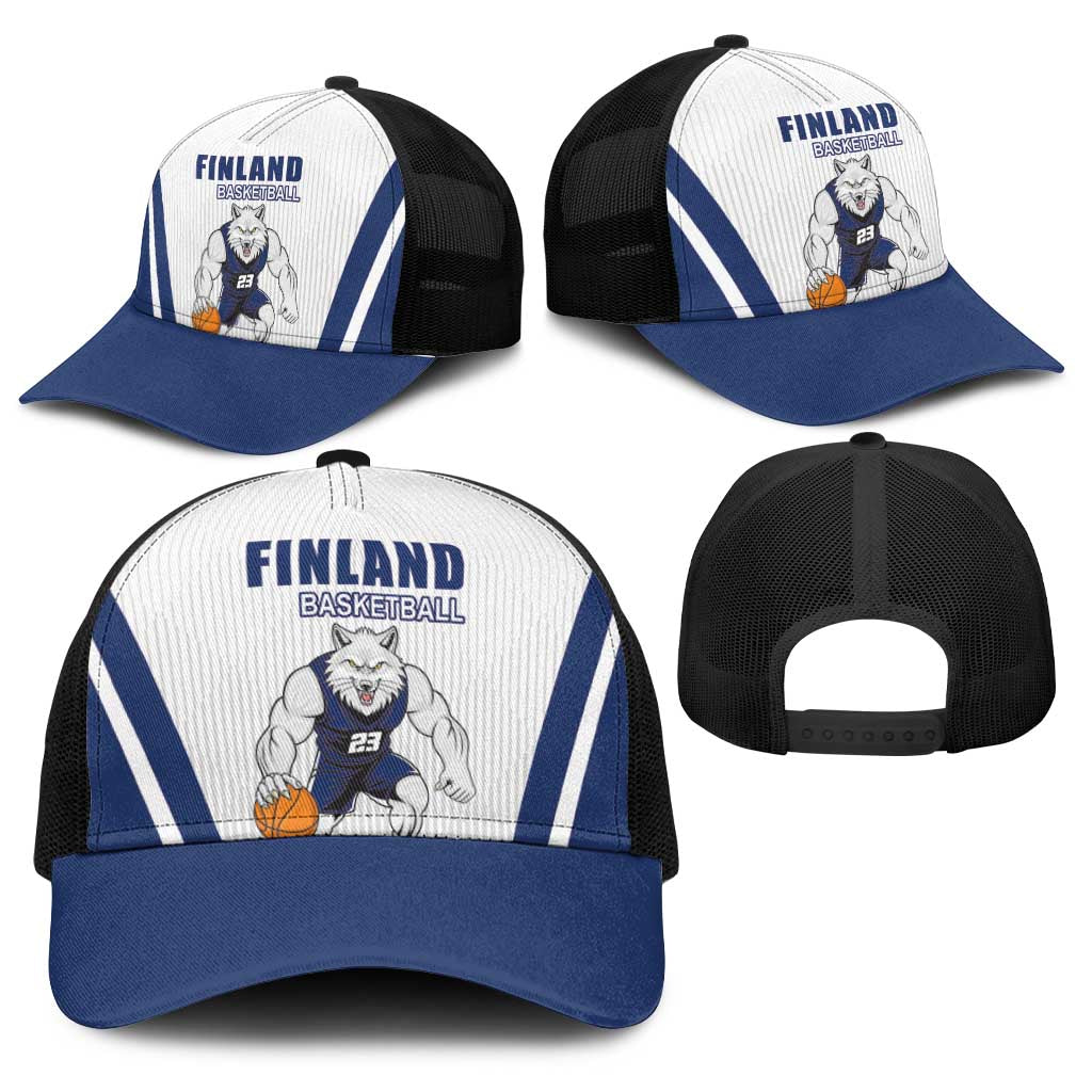 Finland Basketball Baseball Net Cap Wolf Mascot Dynamic Style - Wonder Print Shop