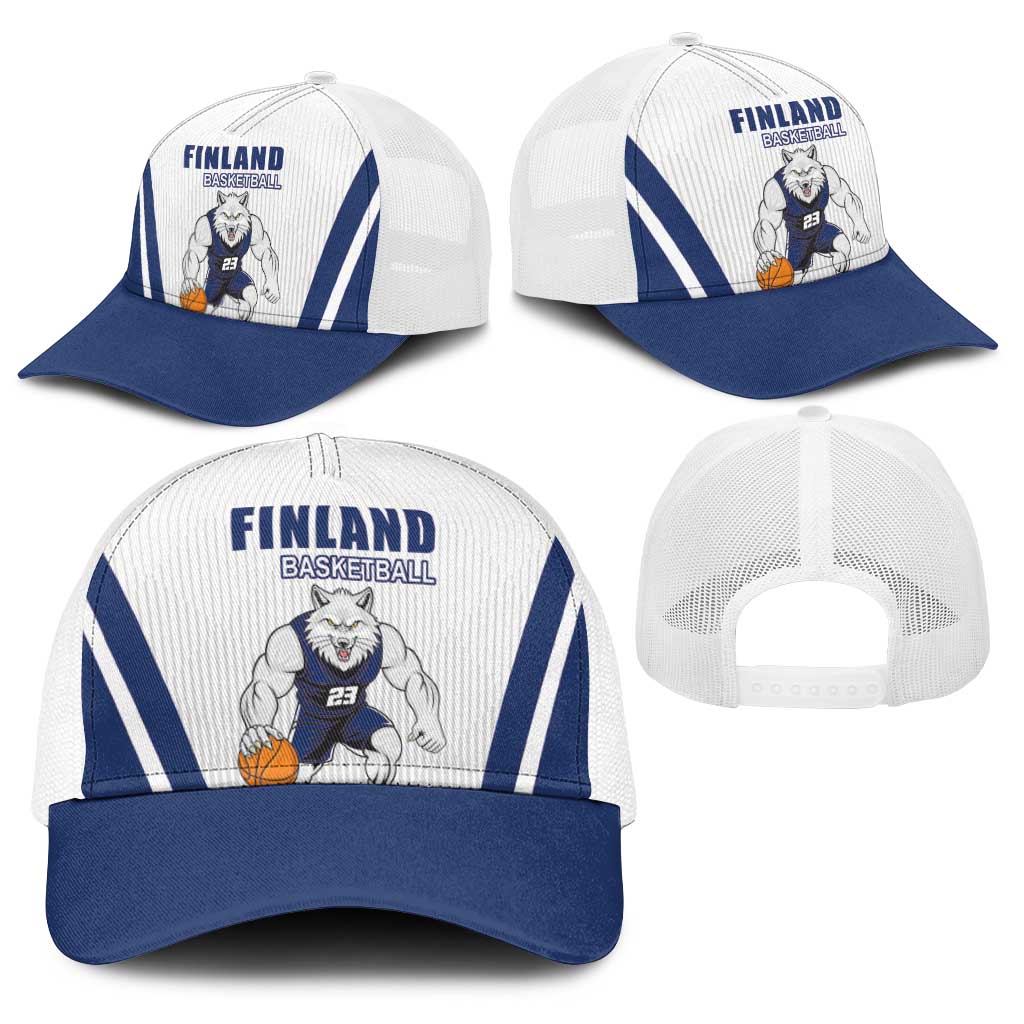 Finland Basketball Baseball Net Cap Wolf Mascot Dynamic Style - Wonder Print Shop