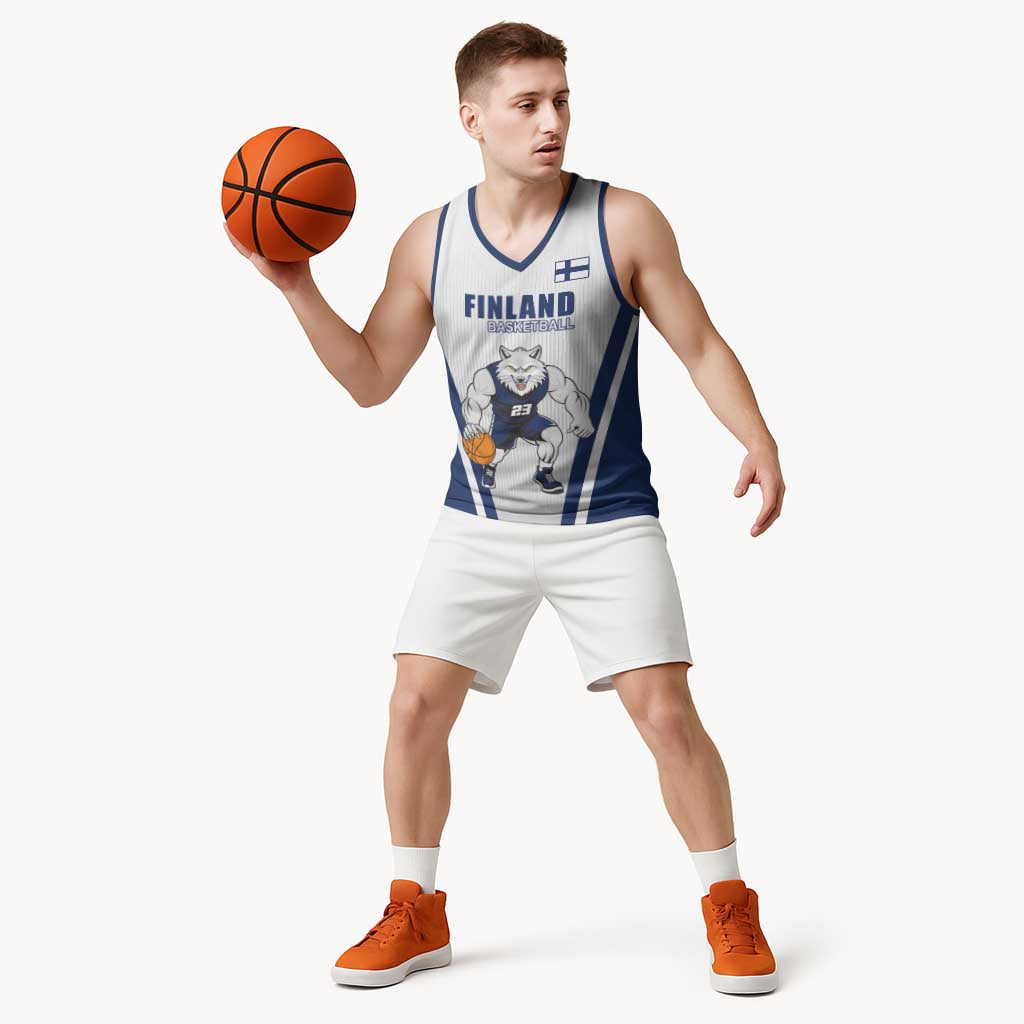 Finland Basketball Custom Basketball Jersey Wolf Mascot Dynamic Style - Wonder Print Shop
