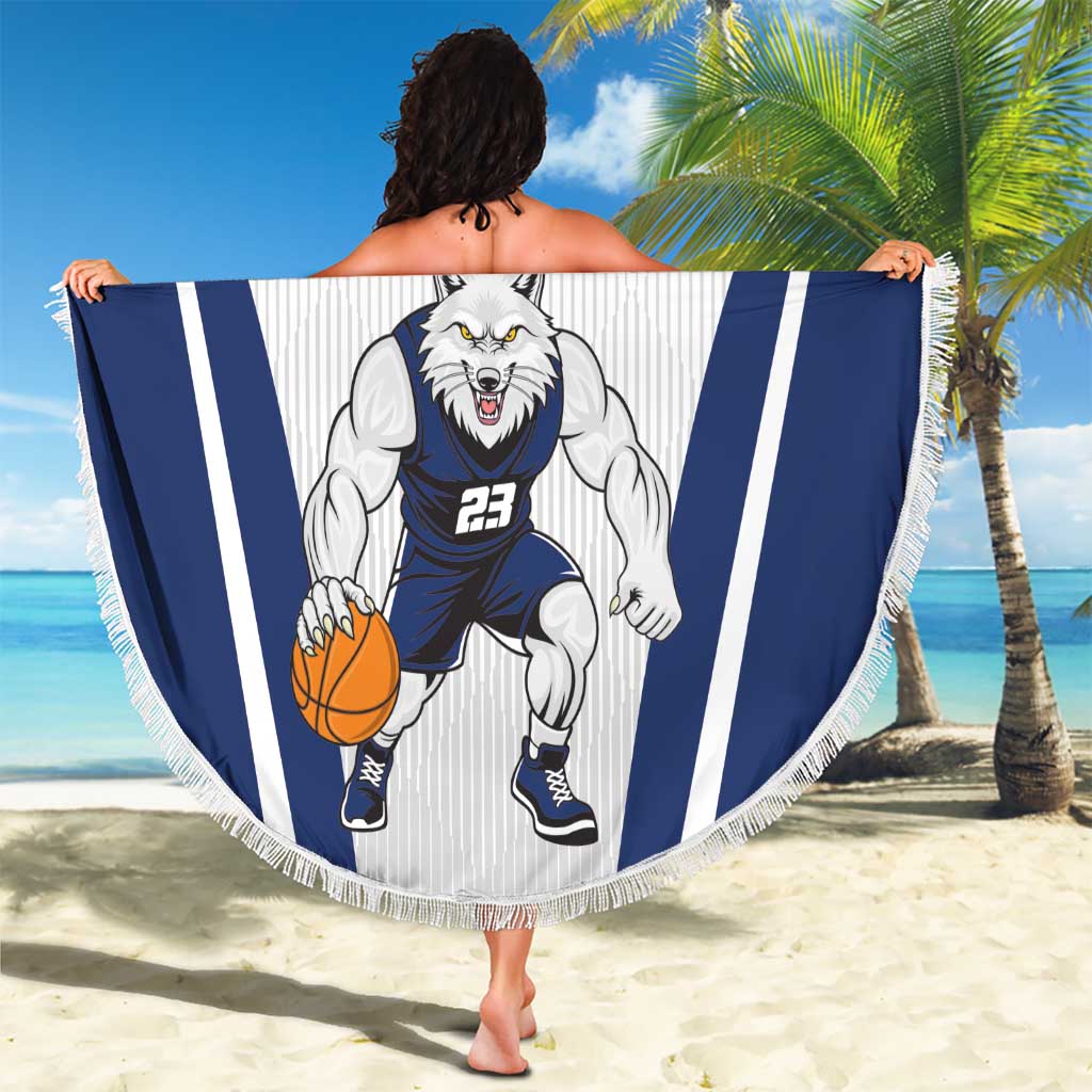Finland Basketball Custom Beach Blanket Wolf Mascot Dynamic Style - Wonder Print Shop