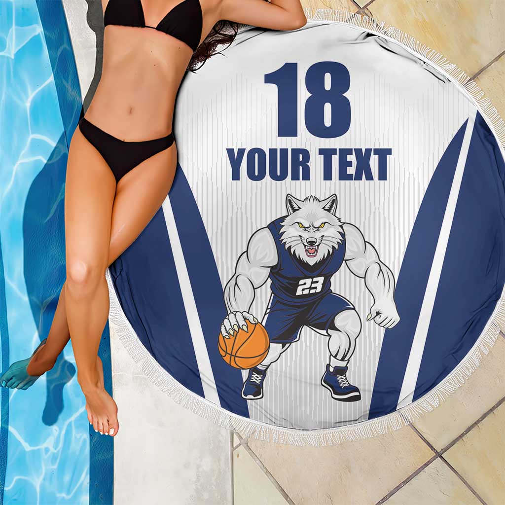 Finland Basketball Custom Beach Blanket Wolf Mascot Dynamic Style - Wonder Print Shop