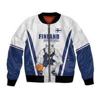 Finland Basketball Custom Bomber Jacket Wolf Mascot Dynamic Style - Wonder Print Shop