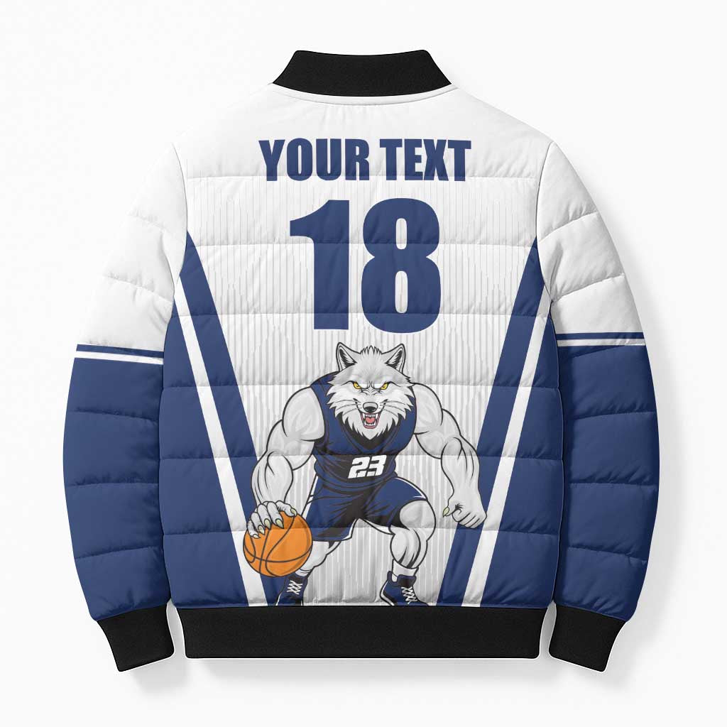 Finland Basketball Custom Bomber Puffer Jacket Wolf Mascot Dynamic Style - Wonder Print Shop