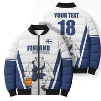Finland Basketball Custom Bomber Puffer Jacket Wolf Mascot Dynamic Style - Wonder Print Shop