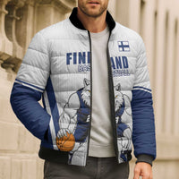 Finland Basketball Custom Bomber Puffer Jacket Wolf Mascot Dynamic Style - Wonder Print Shop
