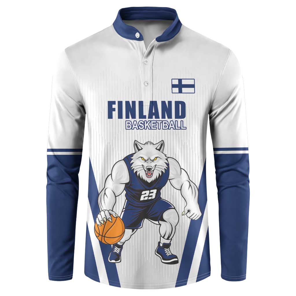 Finland Basketball Custom Button Sweatshirt Wolf Mascot Dynamic Style - Wonder Print Shop