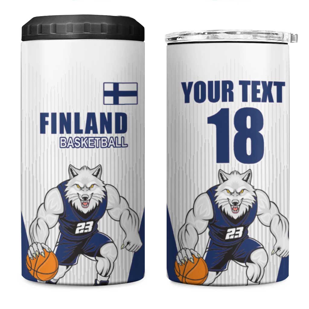 Finland Basketball Custom 4 in 1 Can Cooler Tumbler Wolf Mascot Dynamic Style - Wonder Print Shop