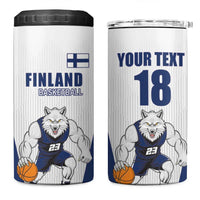 Finland Basketball Custom 4 in 1 Can Cooler Tumbler Wolf Mascot Dynamic Style - Wonder Print Shop