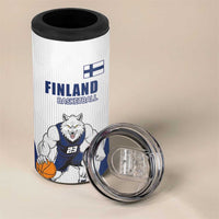 Finland Basketball Custom 4 in 1 Can Cooler Tumbler Wolf Mascot Dynamic Style - Wonder Print Shop