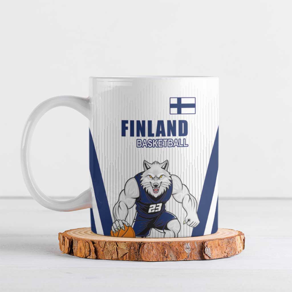 Finland Basketball Custom Ceramic Mug Wolf Mascot Dynamic Style - Wonder Print Shop