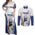 Finland Basketball Custom Couples Matching Off Shoulder Maxi Dress and Long Sleeve Button Shirt Wolf Mascot Dynamic Style - Wonder Print Shop