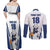 Finland Basketball Custom Couples Matching Off Shoulder Maxi Dress and Long Sleeve Button Shirt Wolf Mascot Dynamic Style - Wonder Print Shop