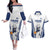 Finland Basketball Custom Couples Matching Off The Shoulder Long Sleeve Dress and Hawaiian Shirt Wolf Mascot Dynamic Style - Wonder Print Shop