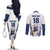 Finland Basketball Custom Couples Matching Off The Shoulder Long Sleeve Dress and Long Sleeve Button Shirt Wolf Mascot Dynamic Style - Wonder Print Shop