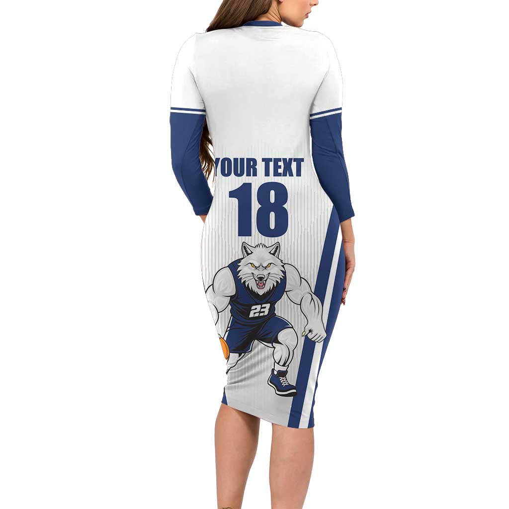 Finland Basketball Custom Family Matching Long Sleeve Bodycon Dress and Hawaiian Shirt Wolf Mascot Dynamic Style - Wonder Print Shop
