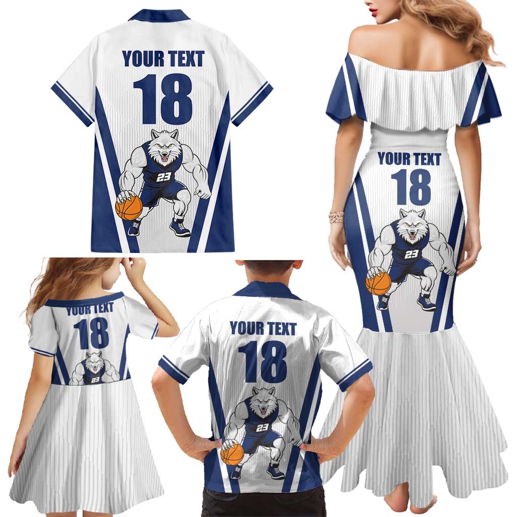 Finland Basketball Custom Family Matching Mermaid Dress and Hawaiian Shirt Wolf Mascot Dynamic Style - Wonder Print Shop