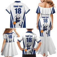Finland Basketball Custom Family Matching Mermaid Dress and Hawaiian Shirt Wolf Mascot Dynamic Style - Wonder Print Shop