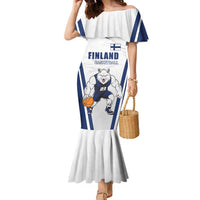 Finland Basketball Custom Family Matching Mermaid Dress and Hawaiian Shirt Wolf Mascot Dynamic Style - Wonder Print Shop