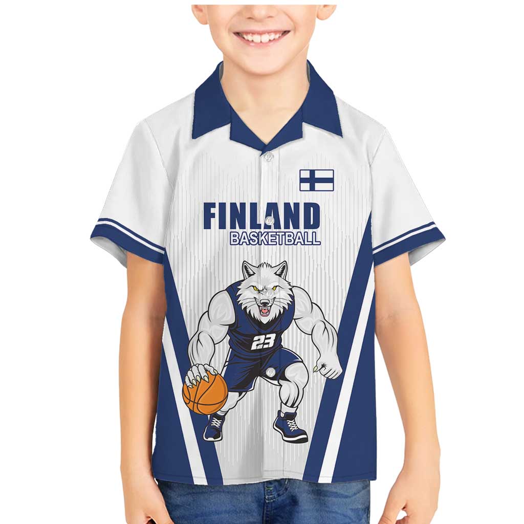 Finland Basketball Custom Family Matching Mermaid Dress and Hawaiian Shirt Wolf Mascot Dynamic Style - Wonder Print Shop
