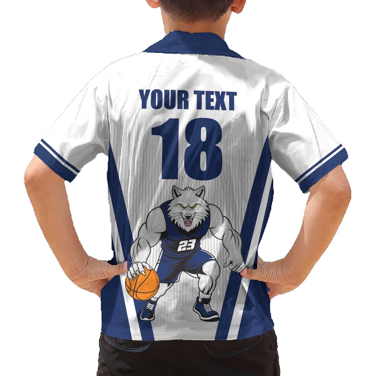Finland Basketball Custom Family Matching Off The Shoulder Long Sleeve Dress and Hawaiian Shirt Wolf Mascot Dynamic Style - Wonder Print Shop