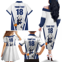 Finland Basketball Custom Family Matching Off The Shoulder Long Sleeve Dress and Hawaiian Shirt Wolf Mascot Dynamic Style - Wonder Print Shop
