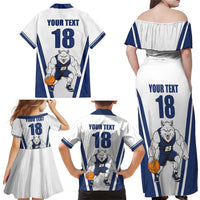 Finland Basketball Custom Family Matching Off Shoulder Maxi Dress and Hawaiian Shirt Wolf Mascot Dynamic Style - Wonder Print Shop