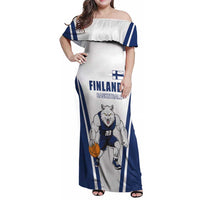 Finland Basketball Custom Family Matching Off Shoulder Maxi Dress and Hawaiian Shirt Wolf Mascot Dynamic Style - Wonder Print Shop