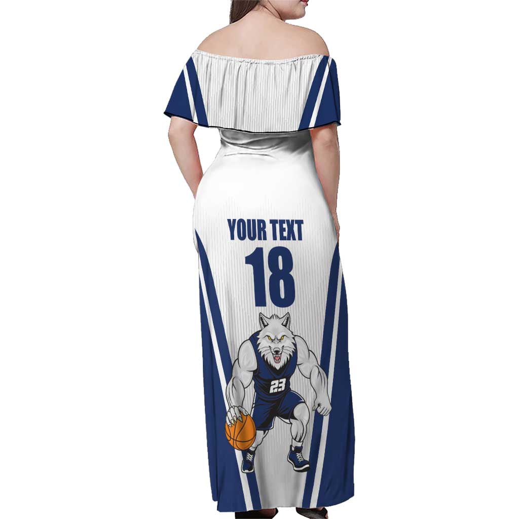 Finland Basketball Custom Family Matching Off Shoulder Maxi Dress and Hawaiian Shirt Wolf Mascot Dynamic Style - Wonder Print Shop