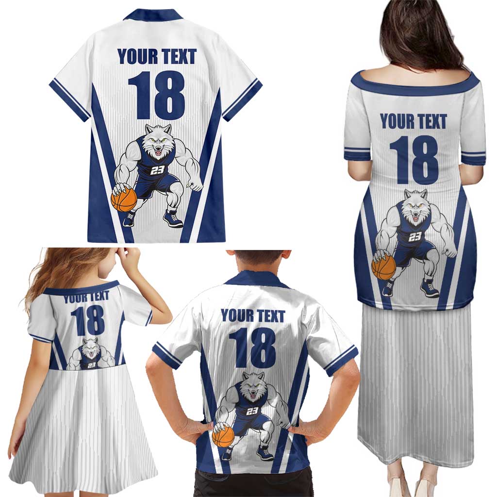 Finland Basketball Custom Family Matching Puletasi and Hawaiian Shirt Wolf Mascot Dynamic Style - Wonder Print Shop