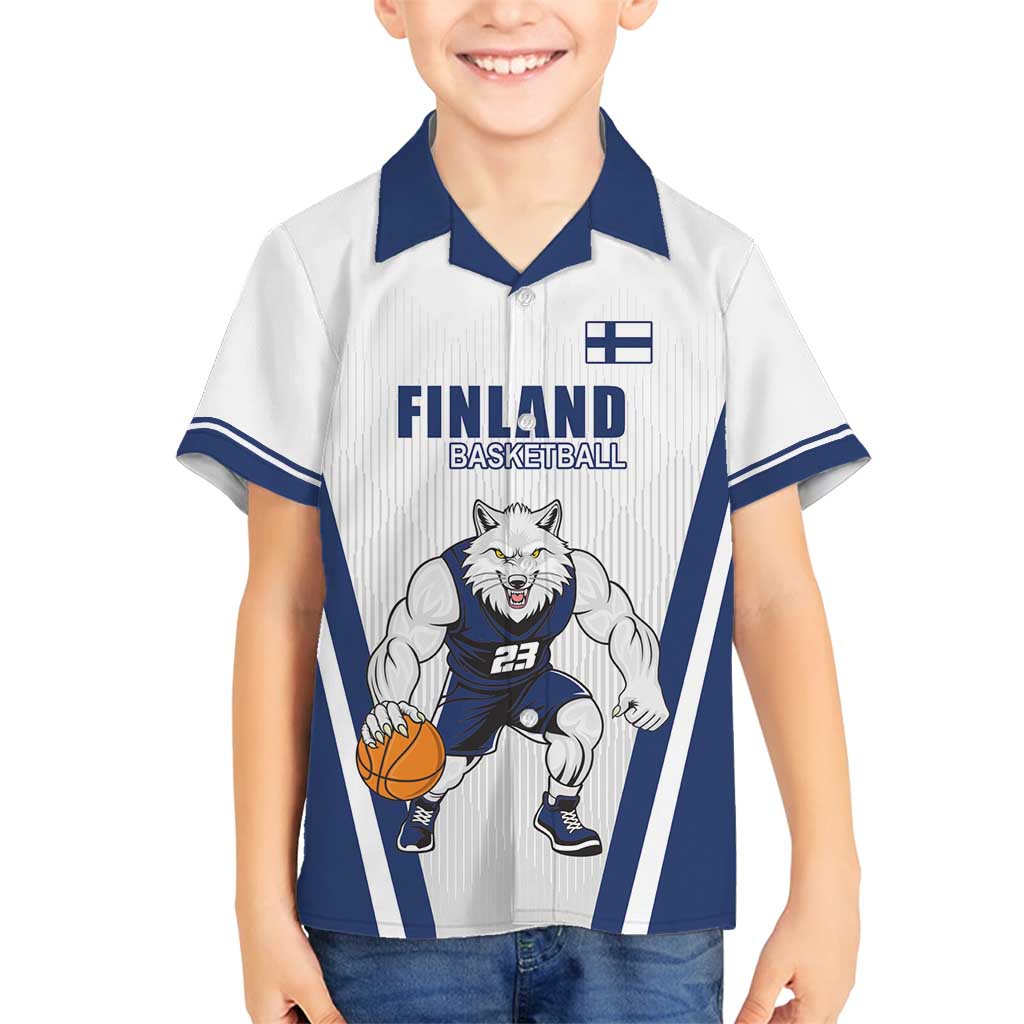 Finland Basketball Custom Family Matching Puletasi and Hawaiian Shirt Wolf Mascot Dynamic Style - Wonder Print Shop