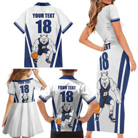 Finland Basketball Custom Family Matching Short Sleeve Bodycon Dress and Hawaiian Shirt Wolf Mascot Dynamic Style - Wonder Print Shop