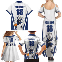 Finland Basketball Custom Family Matching Summer Maxi Dress and Hawaiian Shirt Wolf Mascot Dynamic Style - Wonder Print Shop