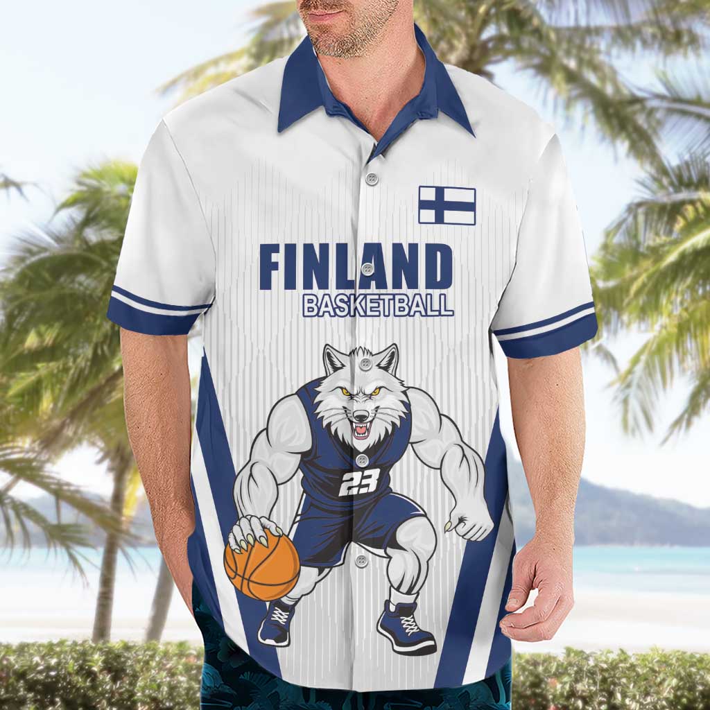 Finland Basketball Custom Hawaiian Shirt Wolf Mascot Dynamic Style - Wonder Print Shop