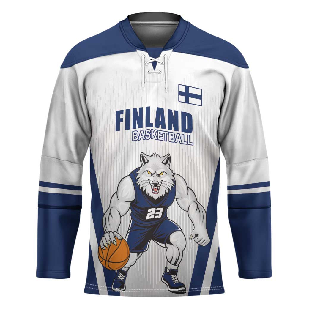 Finland Basketball Custom Hockey Jersey Wolf Mascot Dynamic Style - Wonder Print Shop