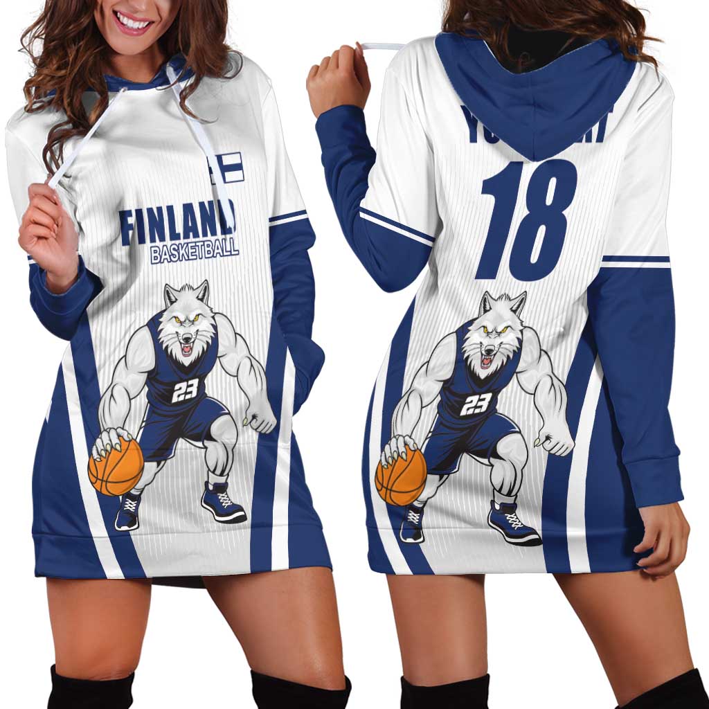 Finland Basketball Custom Hoodie Dress Wolf Mascot Dynamic Style - Wonder Print Shop