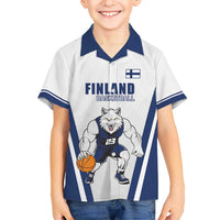 Finland Basketball Custom Kid Hawaiian Shirt Wolf Mascot Dynamic Style - Wonder Print Shop