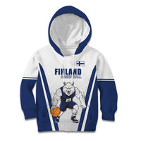 Finland Basketball Custom Kid Hoodie Wolf Mascot Dynamic Style - Wonder Print Shop